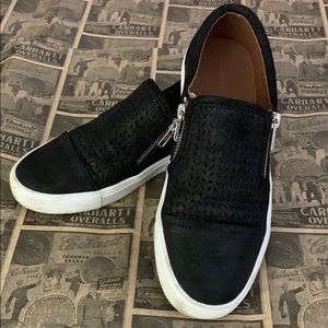Report Black Sneakers slip on w/ zippers size 8